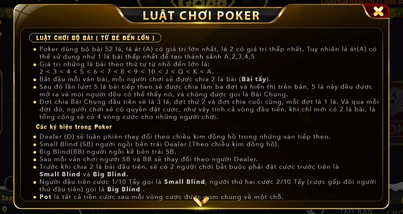 Luật chơi poker tại cổng game Go88